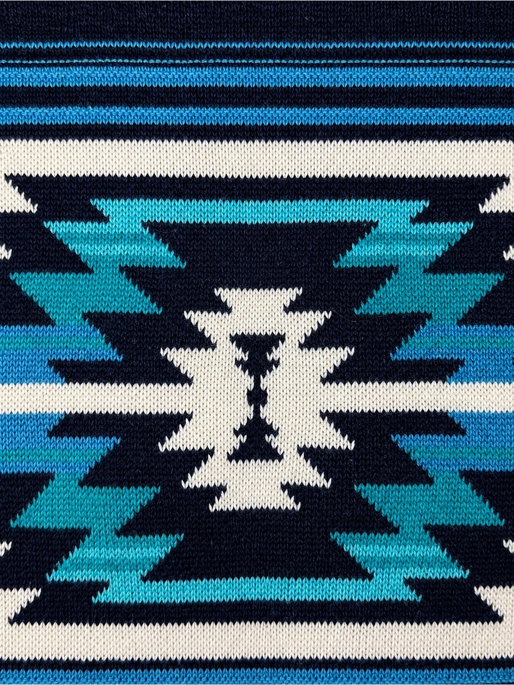 American Eagle Navajo Southwestern Hooded Knit Sweater Navy Blue Cotton Medium - Picture 2 of 5